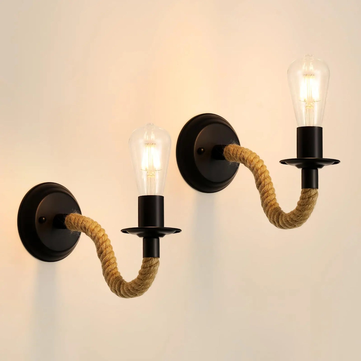 Black Wall Sconces Light, 2pcs Industrial Farmhouse Wall Light Fixtures E26 (Bulb Not Included) Vintage Wall Mount Light Fixture