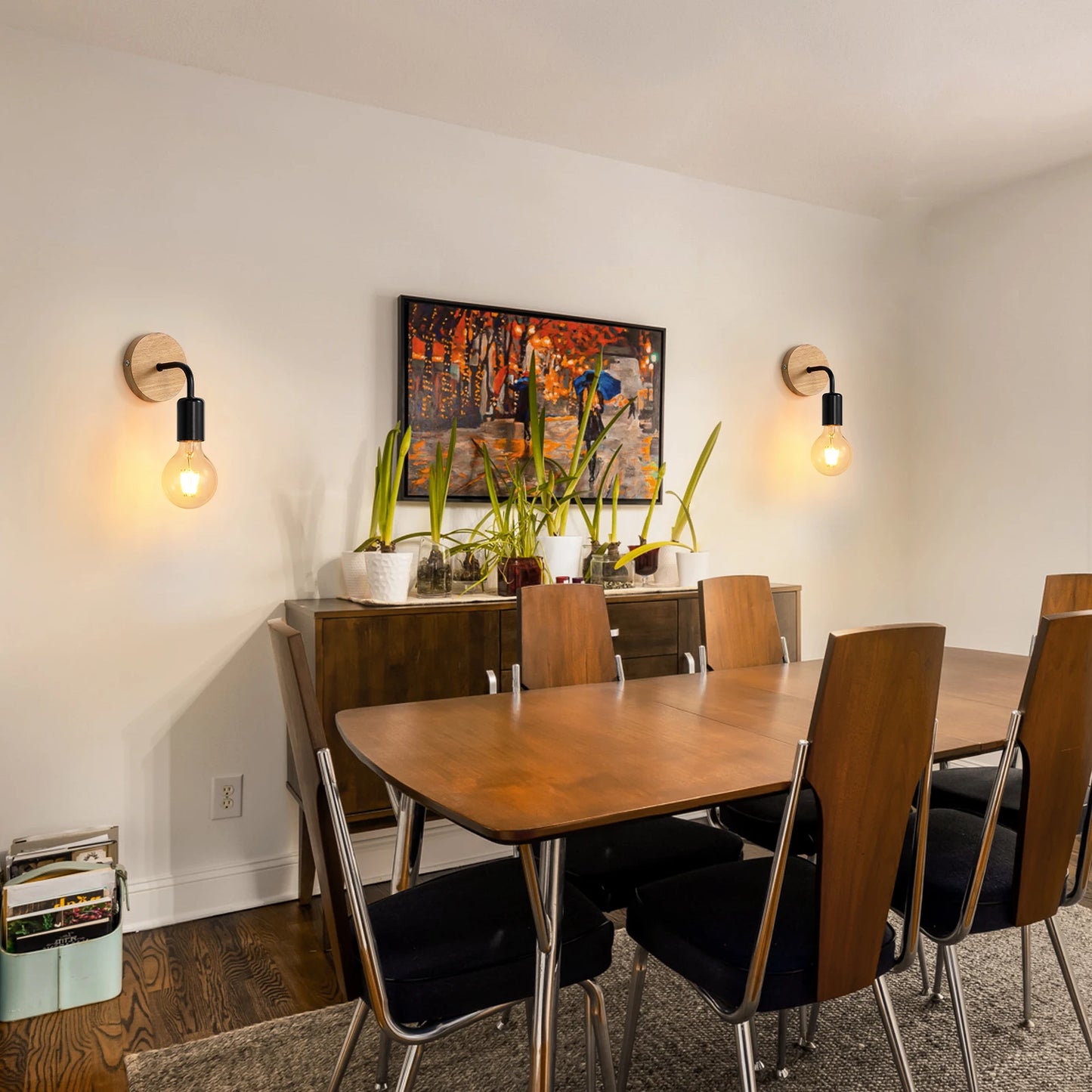 Black Wall Sconces Light, 2pcs Industrial Farmhouse Wall Light Fixtures E26 (Bulb Not Included) Vintage Wall Mount Light Fixture