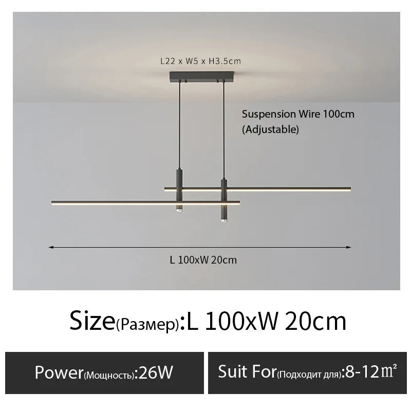 Dining room chandelier simple modern minimalist lines Nordic Dining table light creative bar counter long strip designer lamps