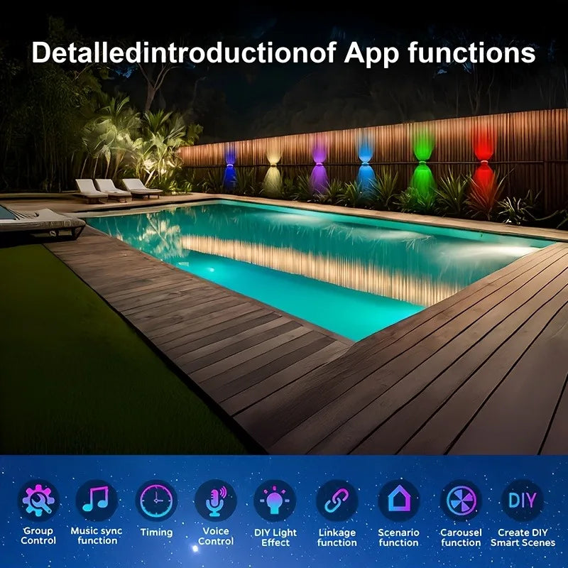 Smart Outdoor Light String 300 Ft RGBIC Outdoor Light With 16 Million Dimmable Warm White LED Bulbs Application Control garden