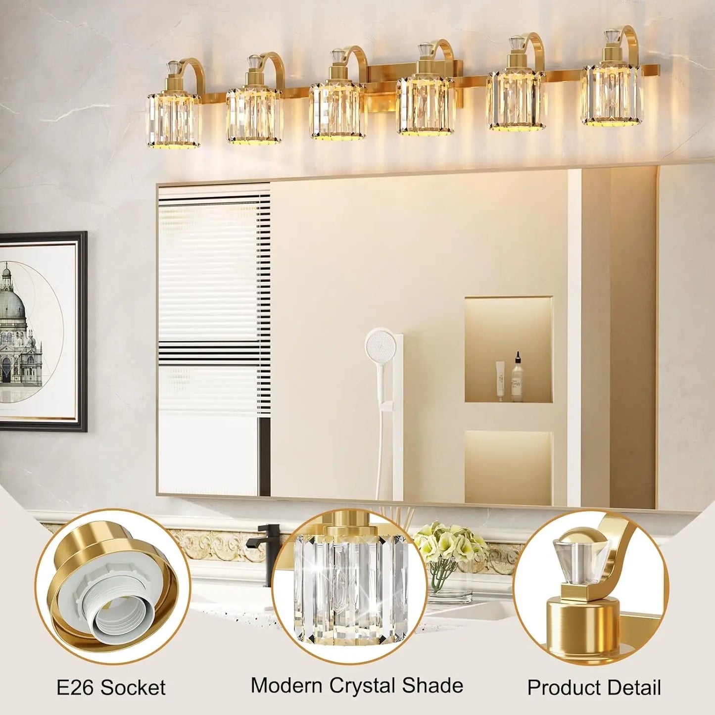 Crystal Gold Bathroom Vanity Light 6 Light Modern Bathroom Vanity Light Fixtures Over Mirror Modern Crystal Vanity Lighting
