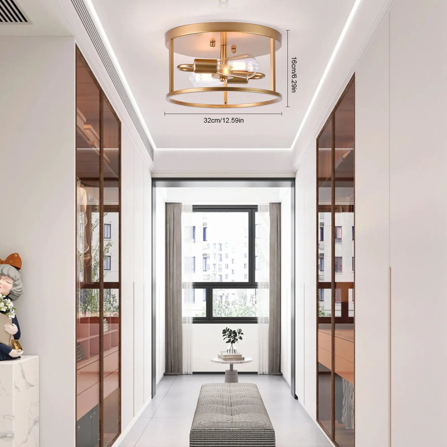 2-Heads Ceiling Lights E26 Fixture Living Room Farmhouse Flush Mount Ceiling Light