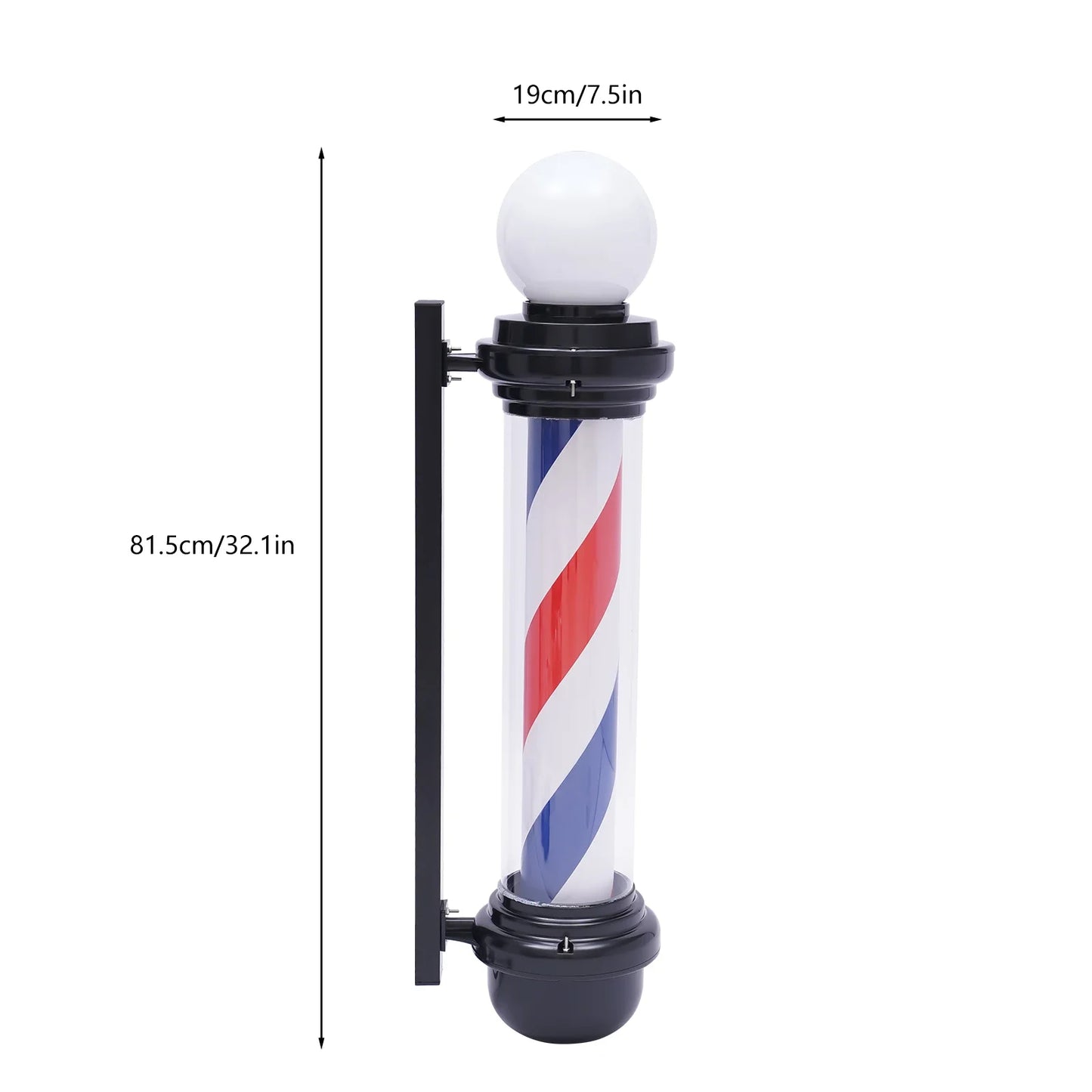 32inch Barber Pole Stripes With LED light Barber Pole Rotating Sign Light Box Rainproof Hairdressing Salon Save Energy Wall Lamp