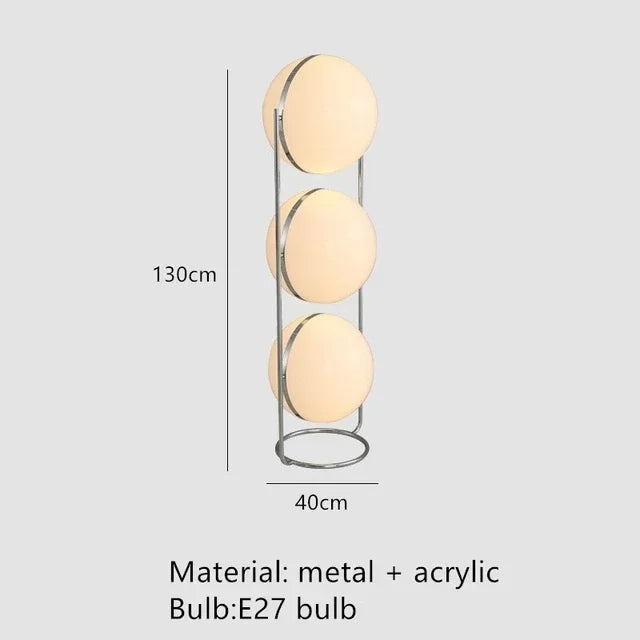 Garrault Delord Floor Lamp Chrome Metal White Acrylic Ball Floor Light Living Room Hotel Room Sofa Decoration Lamp