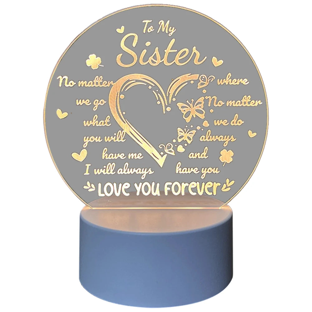 Acrylic Night Light Inspirational LED Light Mother Day Gifts for Mom Personalised Presents for Sister Best Friend Birthday Gifts