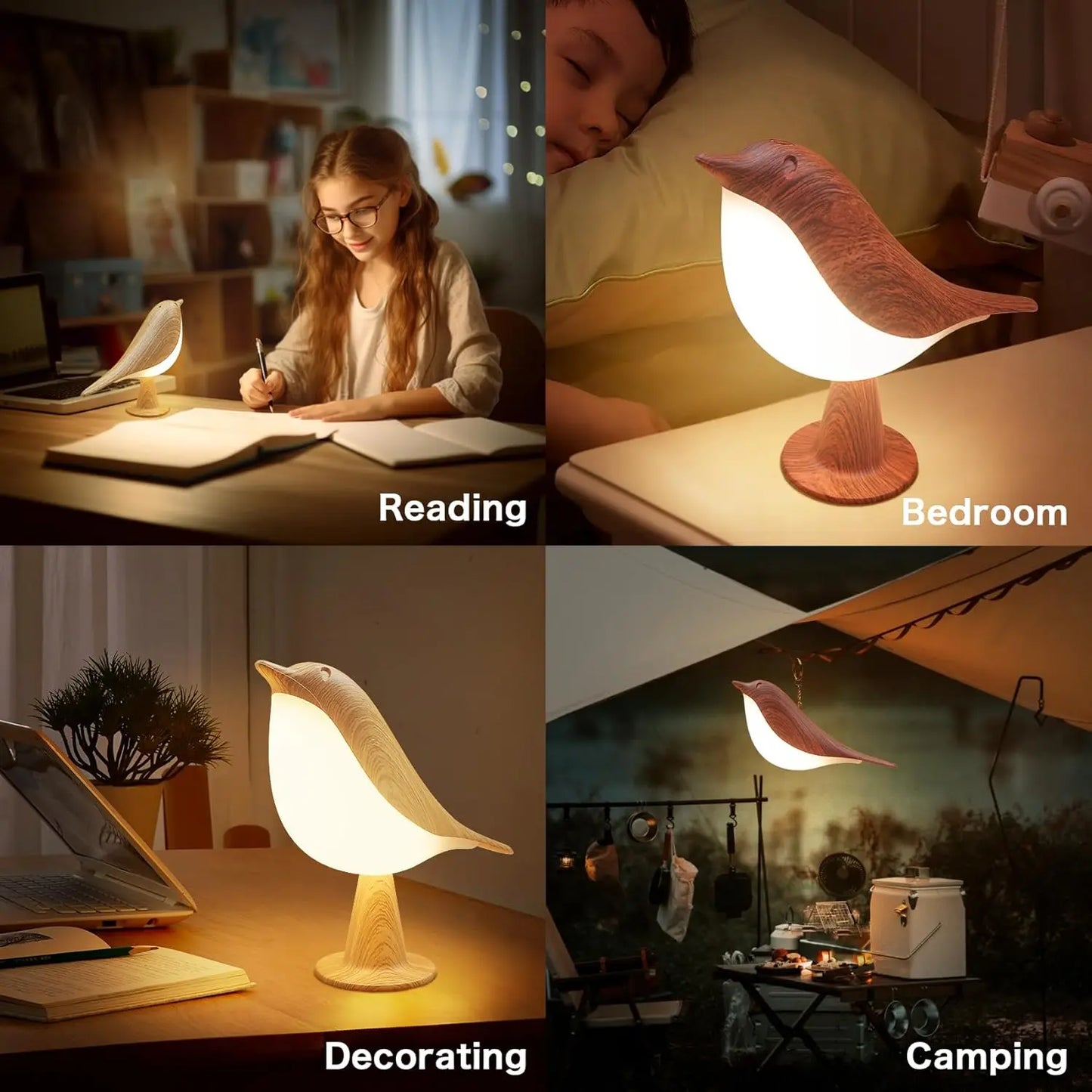 3 Colors Magpie Bird Night Lights Dimmable Charging LED Touch Controlled Lamp Aromatherapy Decoration Atmosphere Desk Lighting