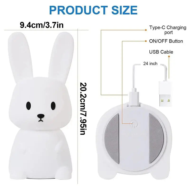 Bunny Lamp Cute Rabbit Lamp Color Changing Silicone Lamp Animal Lamp Rechargeable Night Light Toddler Night Light For Special