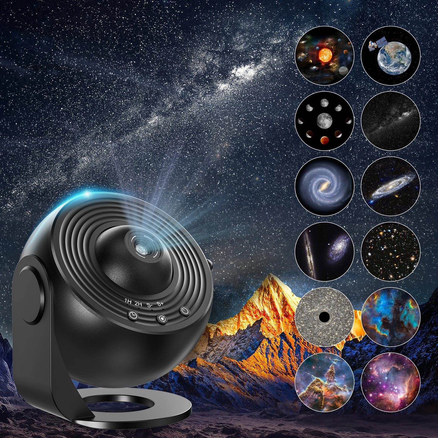 13 In 1 Galaxy Ultral Star Projector HD Image Area LED Night Light, 13 Film Discs,360° Rotate 1/2h Timer for Kids&Adults Bedroom