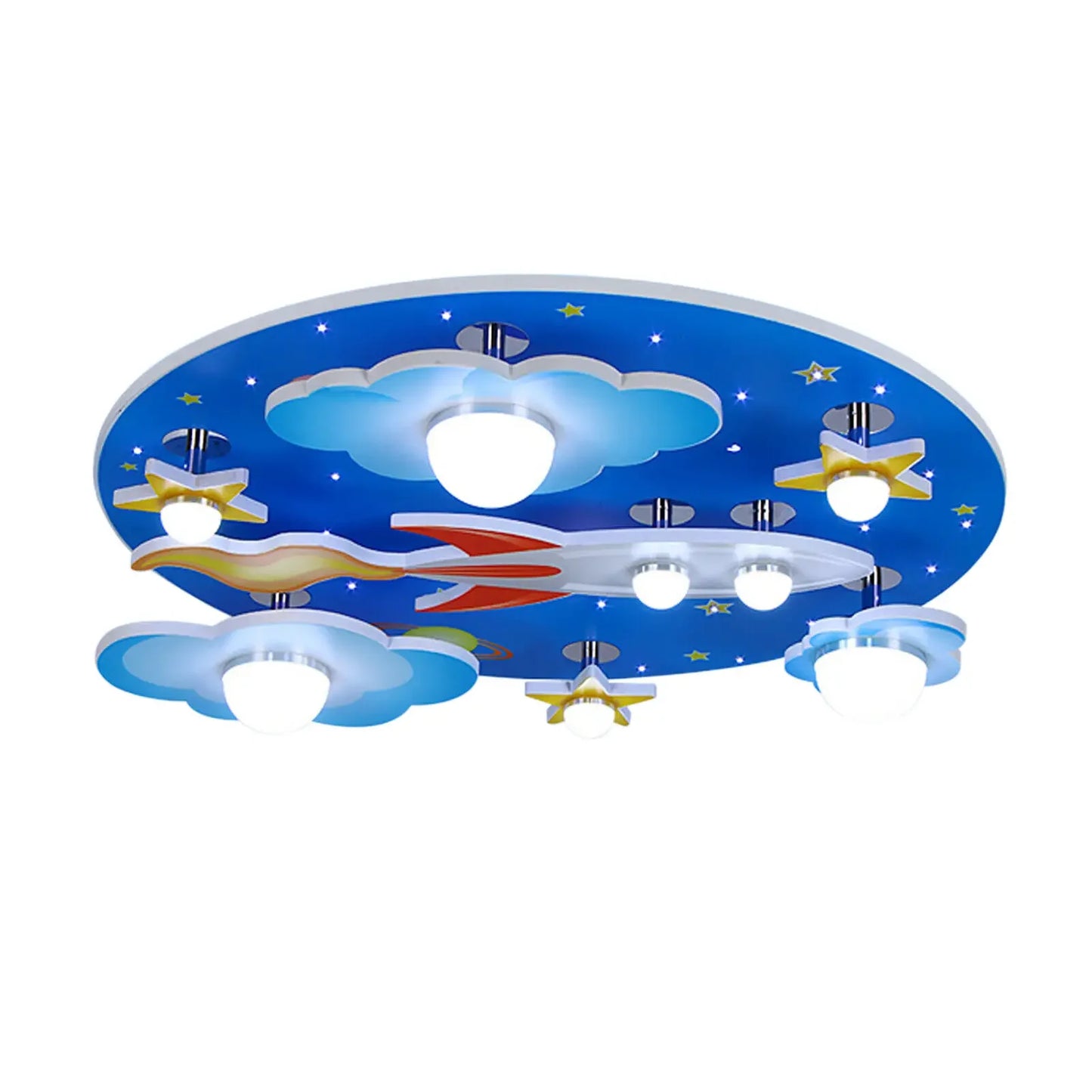 Cartoon Airplane and Globe LED Flush Mount Light - Modern Ceiling Fixture for Kids Room