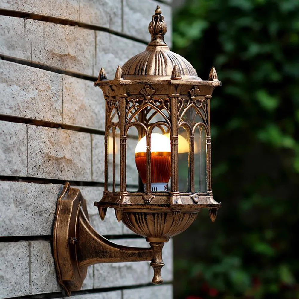 Bymaocar E27 Antique Simple Wall Lamp Sconce Porch Lamp Garden Indoor & Outdoor Exterior Classic Cage Design Decor Wall Light