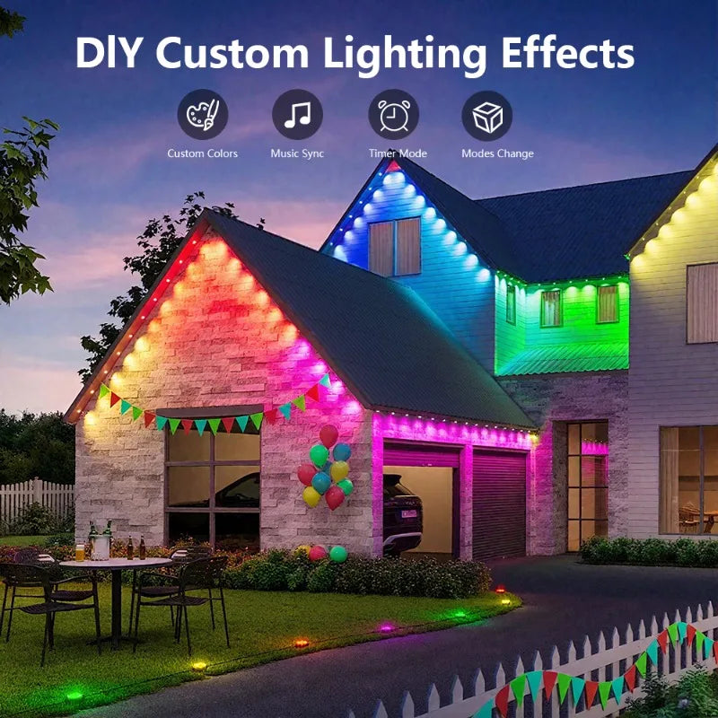 Smart Bluetooth Permanent Outdoor Music Sync Light IP67 Waterproof Voice Control Music Sync DIY Holiday Party