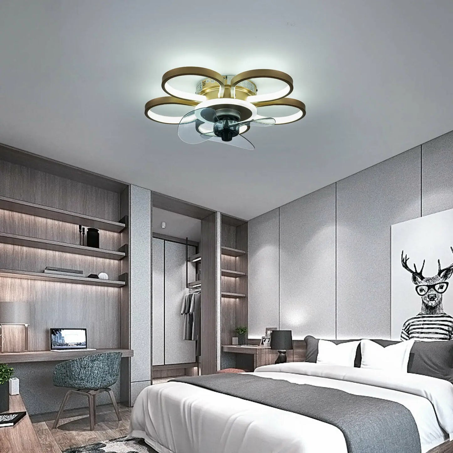 55-85w Ceiling Fan Light With Remote Control For Indoor Places Such As Living Rooms, Bedrooms 6500-4000-3000k 15-20m²
