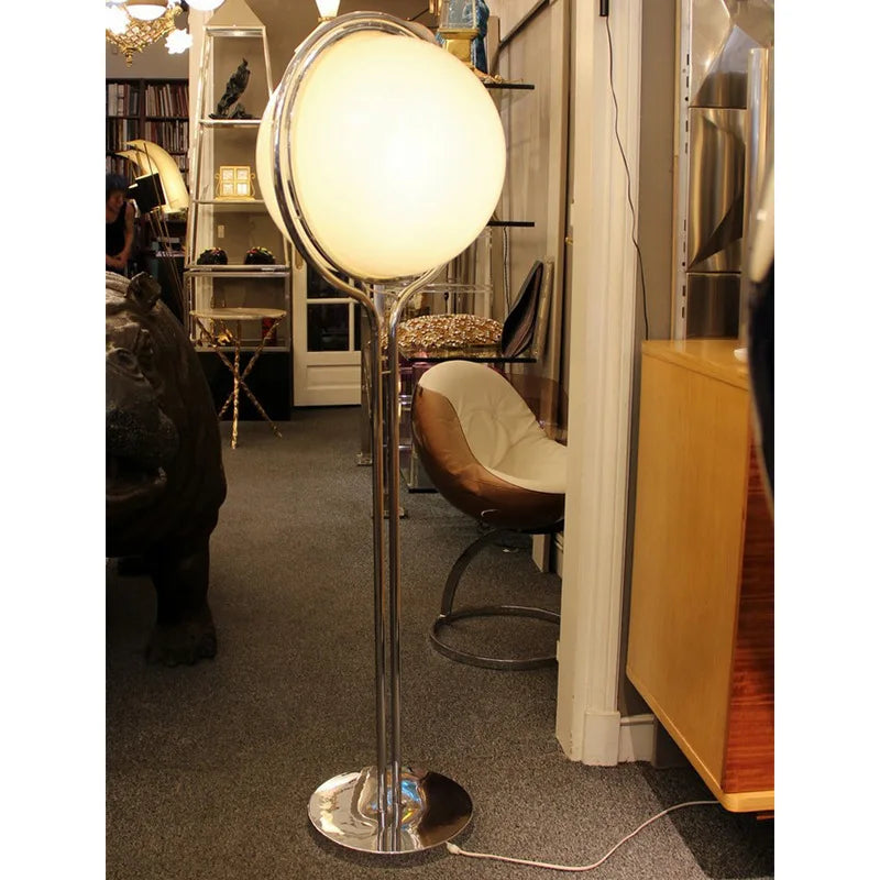 Garrault Delord Floor Lamp Chrome Metal White Acrylic Ball Floor Light Living Room Hotel Room Sofa Decoration Lamp