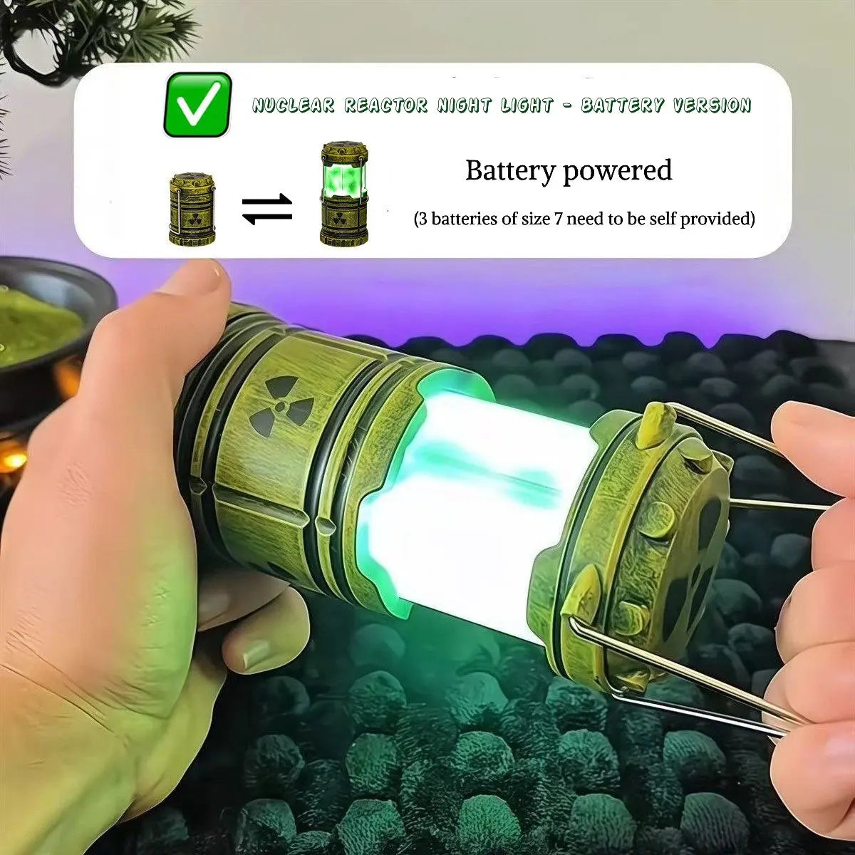 2025 New Cool Nuclear Reactor LED Night Light - Pull Light, Portable Hanging & Handheld Desk Lamp (Requires 3 AAA Batteries)