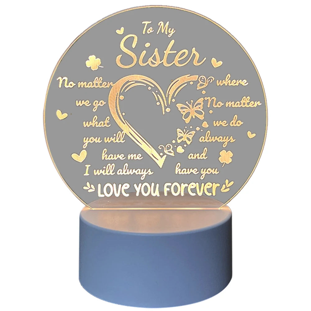 Acrylic Night Light Inspirational LED Light Mother Day Gifts for Mom Personalised Presents for Sister Best Friend Birthday Gifts