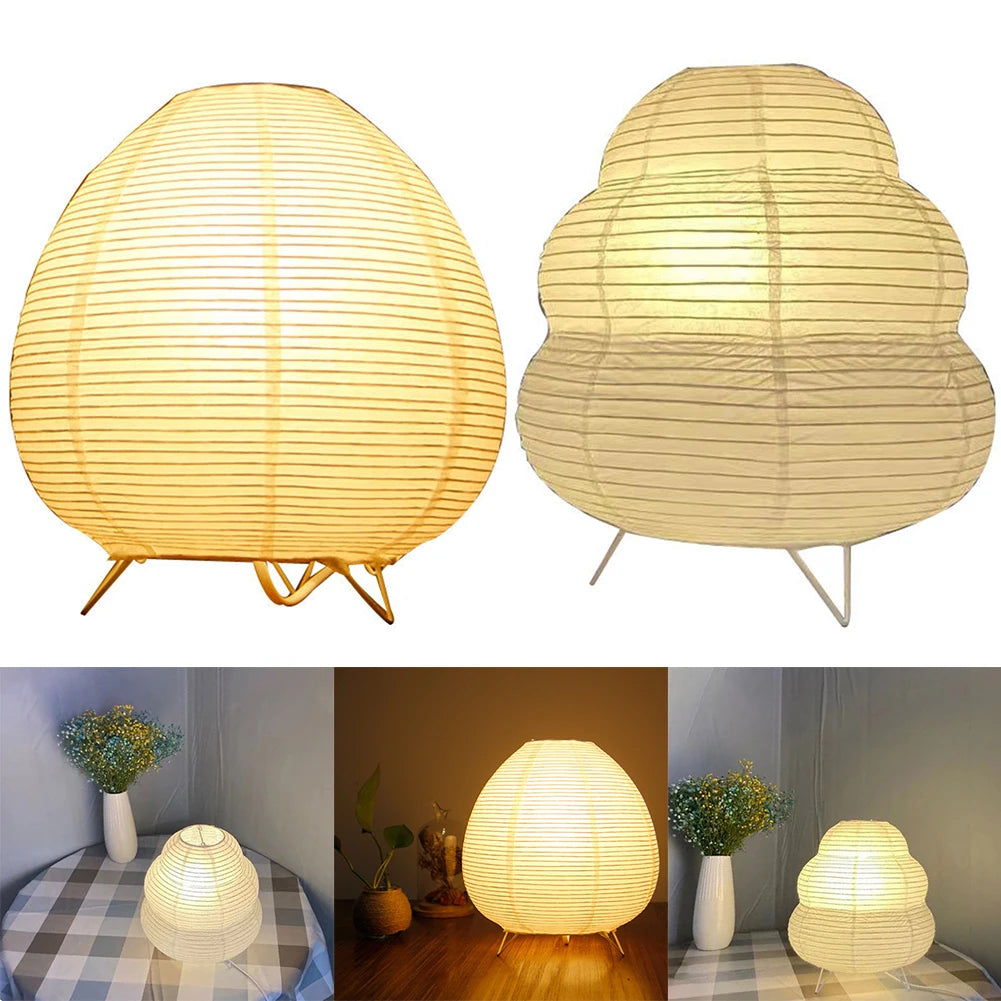 Desktop Decorative Lantern Light Rice Paper Nordic Paper Lantern Light Handmade Simple LED Lighting Lamp for Living Room Bedroom