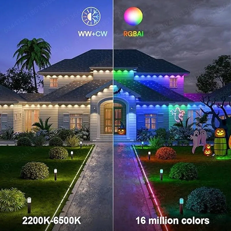 Smart Bluetooth Permanent Outdoor Music Sync Light IP67 Waterproof Voice Control Music Sync DIY Holiday Party