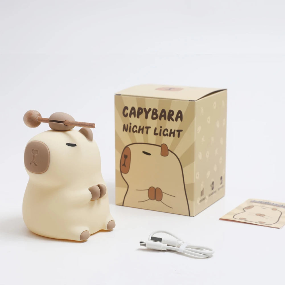 Capybara Night Light Adjustable Brightness Cute Desktop Light Built-In Battery Capybara Atmosphere Light for Children Room Decor