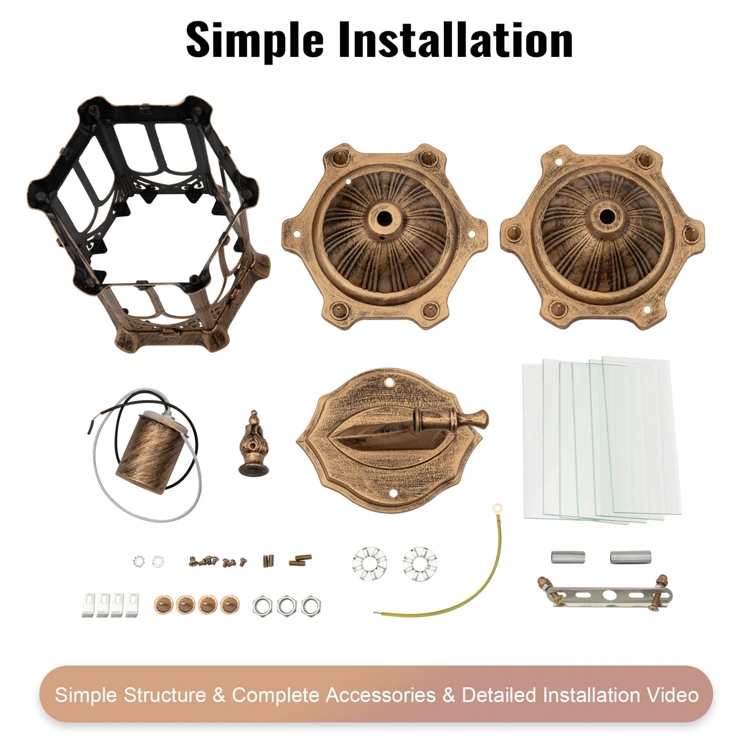 Bymaocar E27 Antique Simple Wall Lamp Sconce Porch Lamp Garden Indoor & Outdoor Exterior Classic Cage Design Decor Wall Light