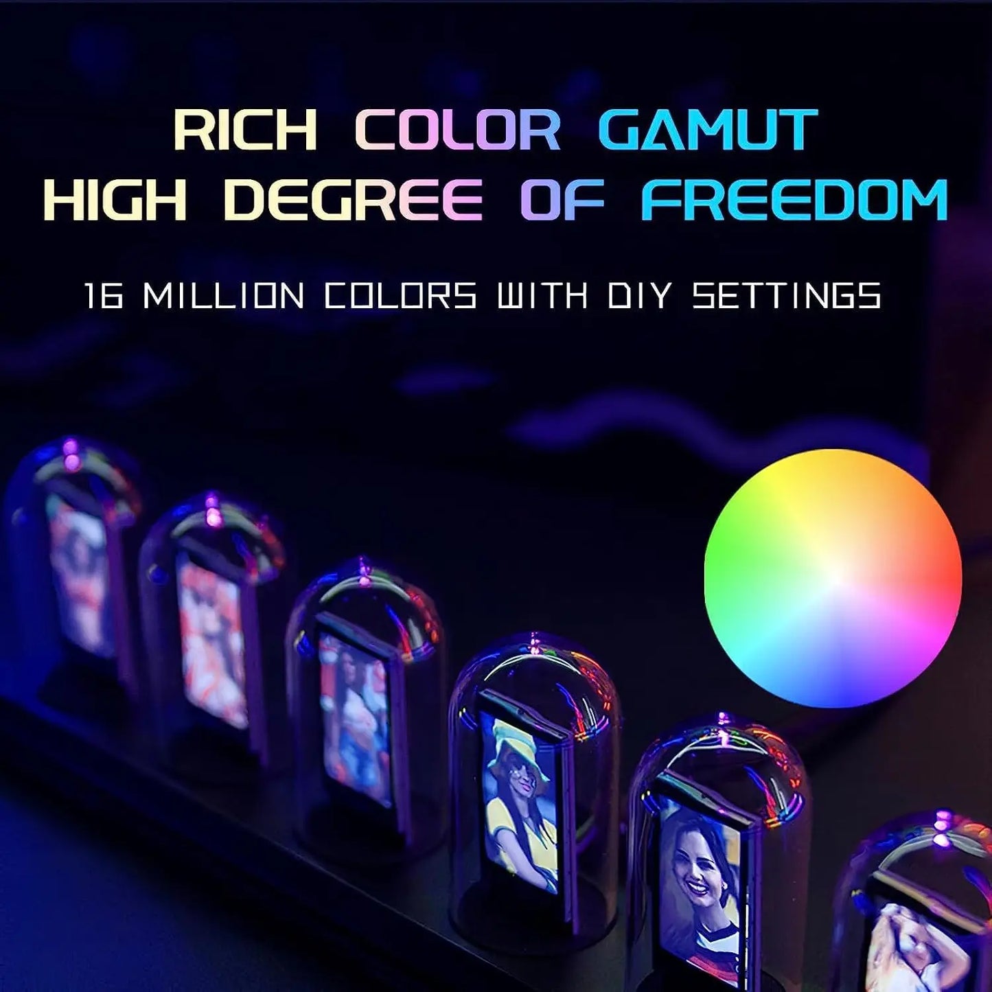 1PC Nixie Tube RGB Retro Digital Clock Light, IPS Glows Analog Clock, Support Wi-Fi Time Calibration, APP Control, Wheather Mode