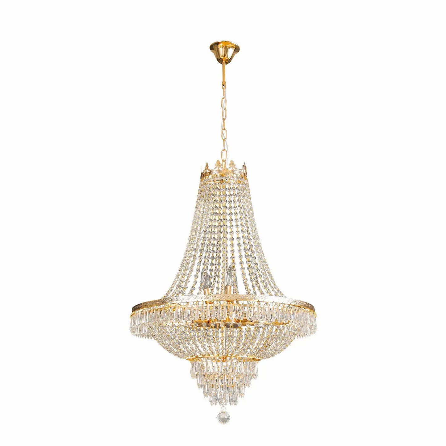 Crystal Chandelier French Empire Style - Large Gold Pendant Lamp for Foyer Ceiling Light NEW