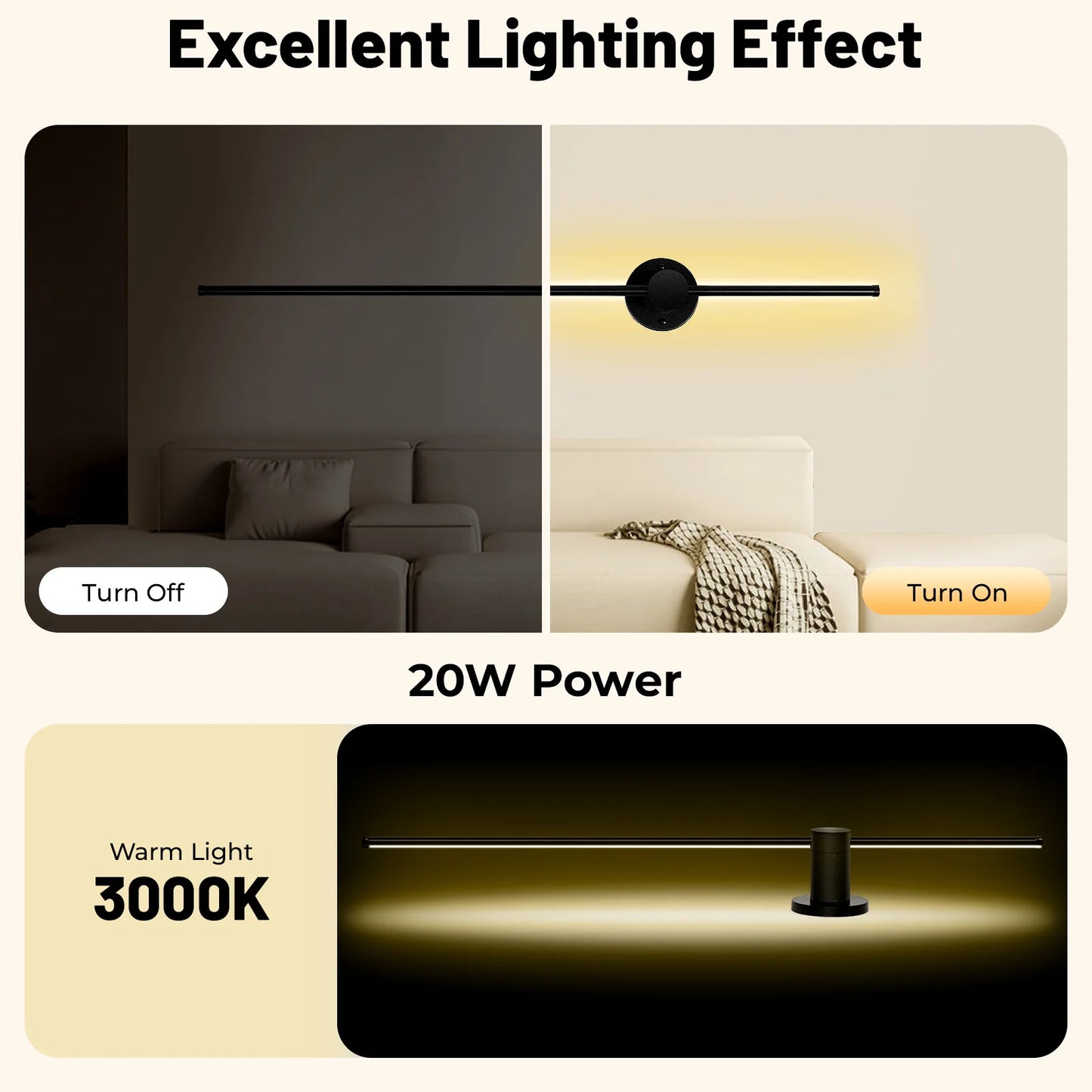 110V LED Linear Wall Lamp Modern Wall Light Long Led Wall Lamp Warm Light Color Black Home Decor