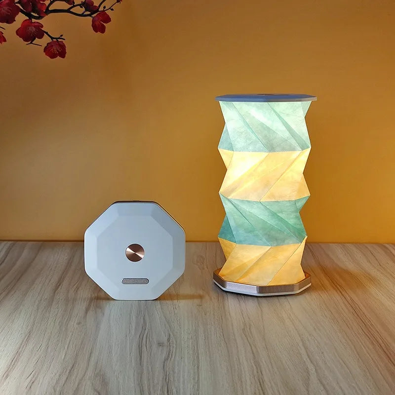 3D Origami LED Night Light, Foldable USB Touch Sensor Lamp 360° Rotating Mood Light for Bedroom Desk, Home Decor Gifts