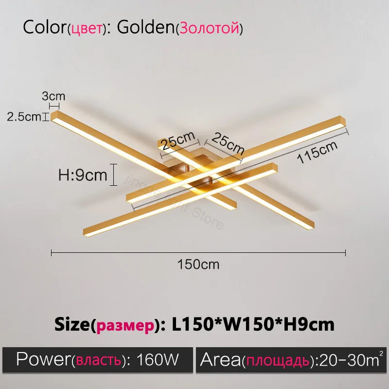 Black chandelier square bedroom lamps living room lamp led ceiling lamp Nordic minimalist creative led ceiling lamp strip lights