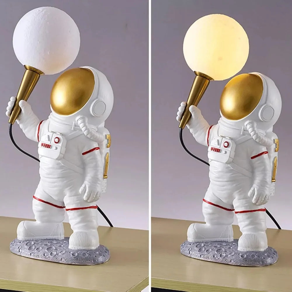 Creative Night Light USA Modern Astronaut Table Moon Night Resin Bedside Lamp Desk Decor for Kids, Children