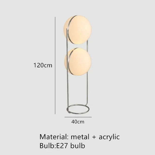 Garrault Delord Floor Lamp Chrome Metal White Acrylic Ball Floor Light Living Room Hotel Room Sofa Decoration Lamp