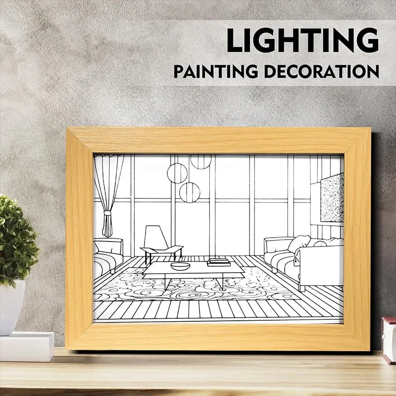Bedroom Bedside LED Night Light Painting Dimming Wall Artwork Table Lamp Home Interior Decoration Gift Mood Photo Desk Fixtures