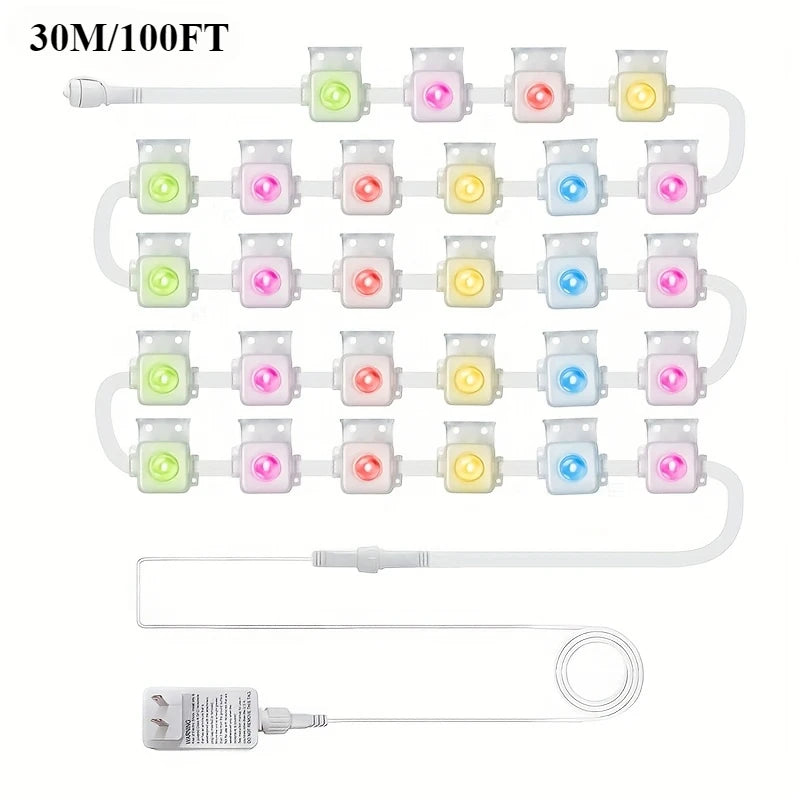 Permanent Outdoor Lights Smart RGBIC Eaves LED Lights Festival Flashing Lighting Fairy String Holiday Lighting