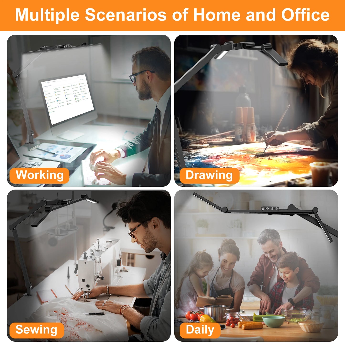 24 W Super Bright Dimmable LED Desk Lamp, 1500LUMEN LED Table Lamp for Home And Office with Ambient Light, Daylight Lamp, Clamp