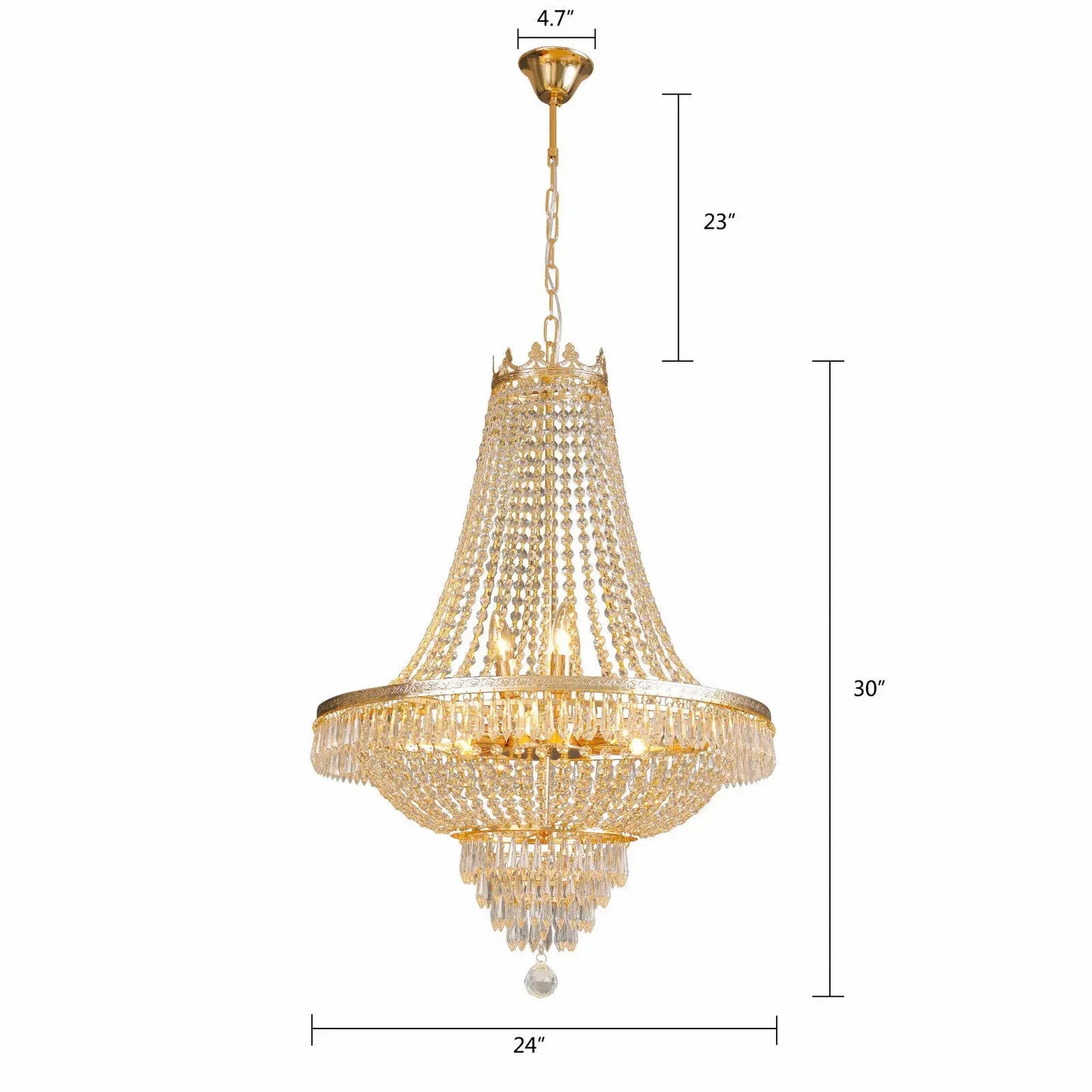 Crystal Chandelier French Empire Style - Large Gold Pendant Lamp for Foyer Ceiling Light NEW