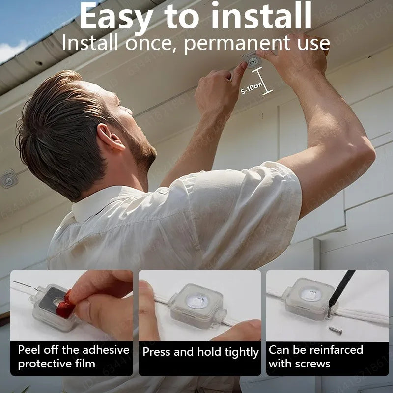 Permanent Outdoor Lights Smart RGBIC Eaves LED Lights Festival Flashing Lighting Fairy String Holiday Lighting