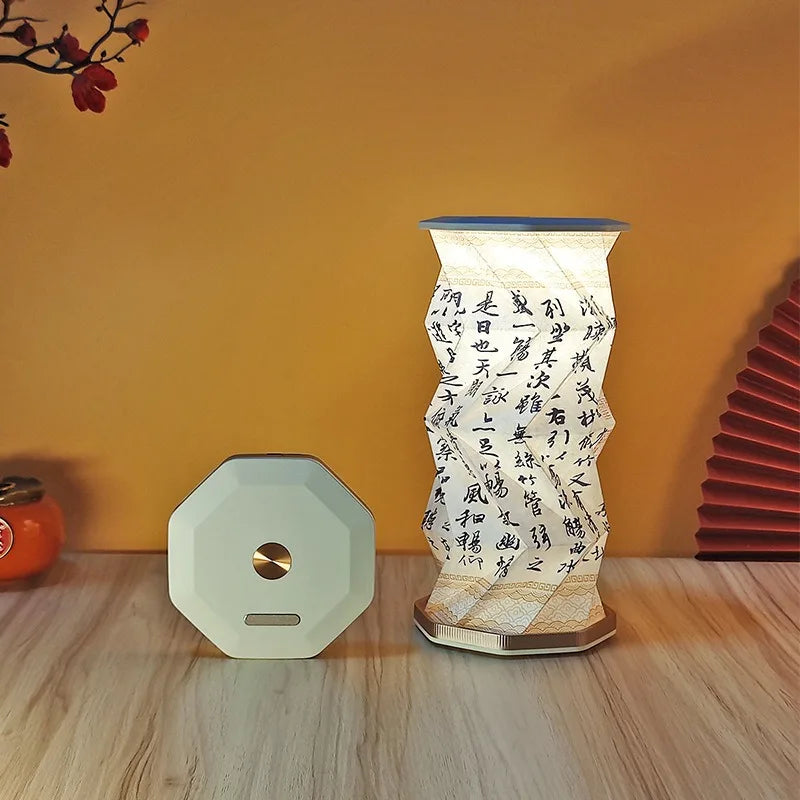 3D Origami LED Night Light, Foldable USB Touch Sensor Lamp 360° Rotating Mood Light for Bedroom Desk, Home Decor Gifts