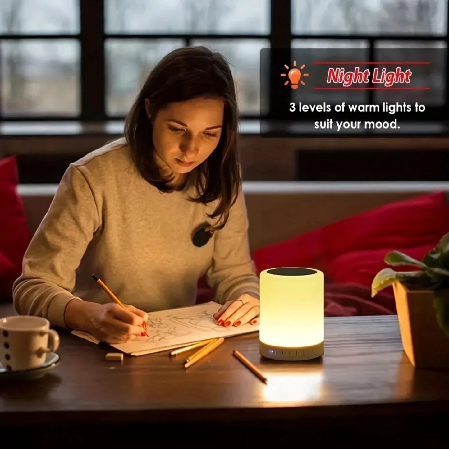 Bedside Table Lamp Wireless Bluetooth with Speaker Light Colorful Night Dimming Atmosphere Table Lamp Kid Gift