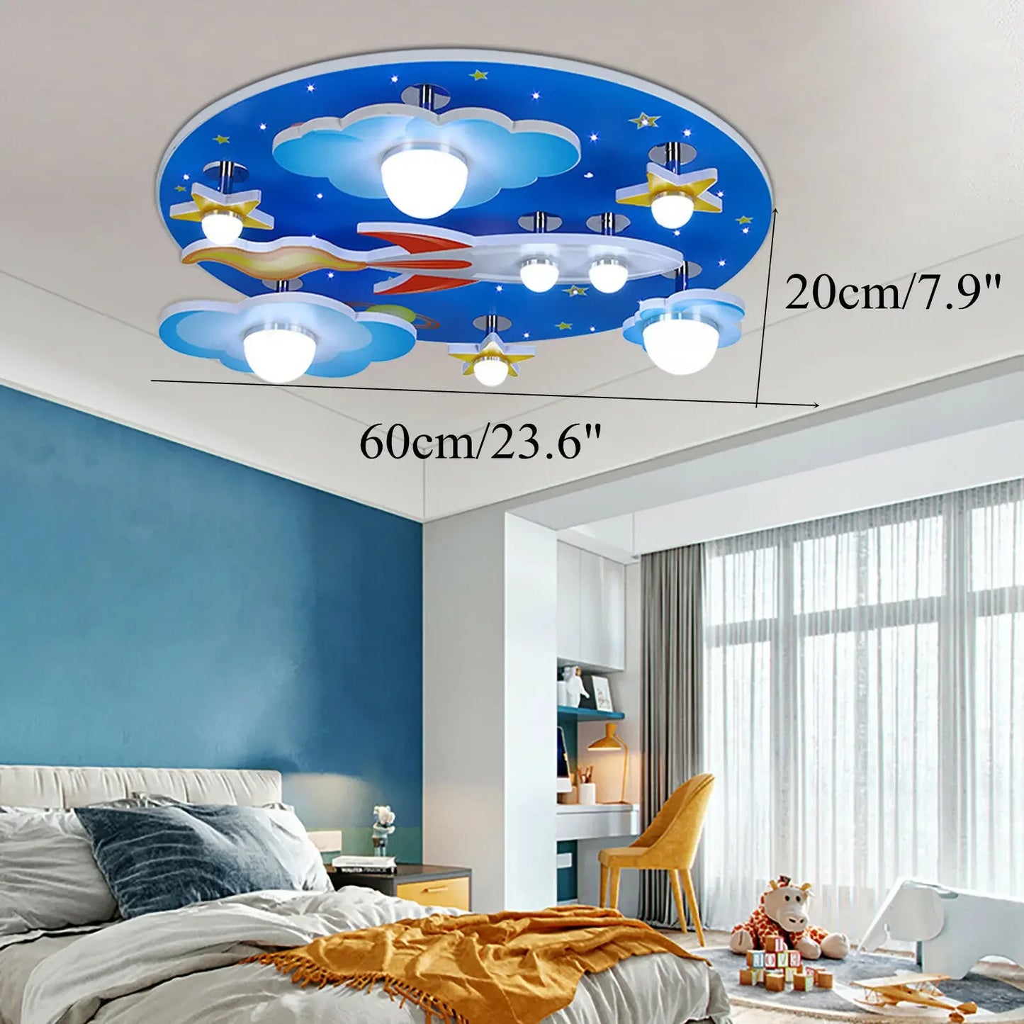 Cartoon Airplane and Globe LED Flush Mount Light - Modern Ceiling Fixture for Kids Room
