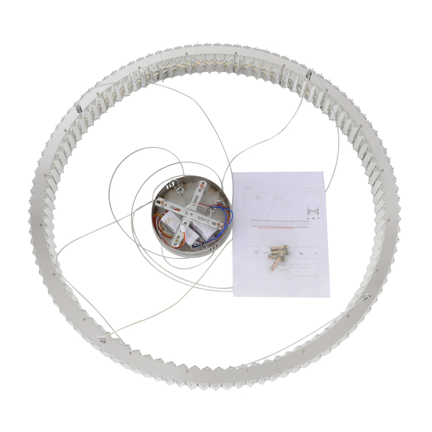 110-240V 95W Pendant Lamp,80CM Modern Silver Crystal Chandelier,3-Color Dimmable,Modern Ceiling Light,for Living Room,Bedroom