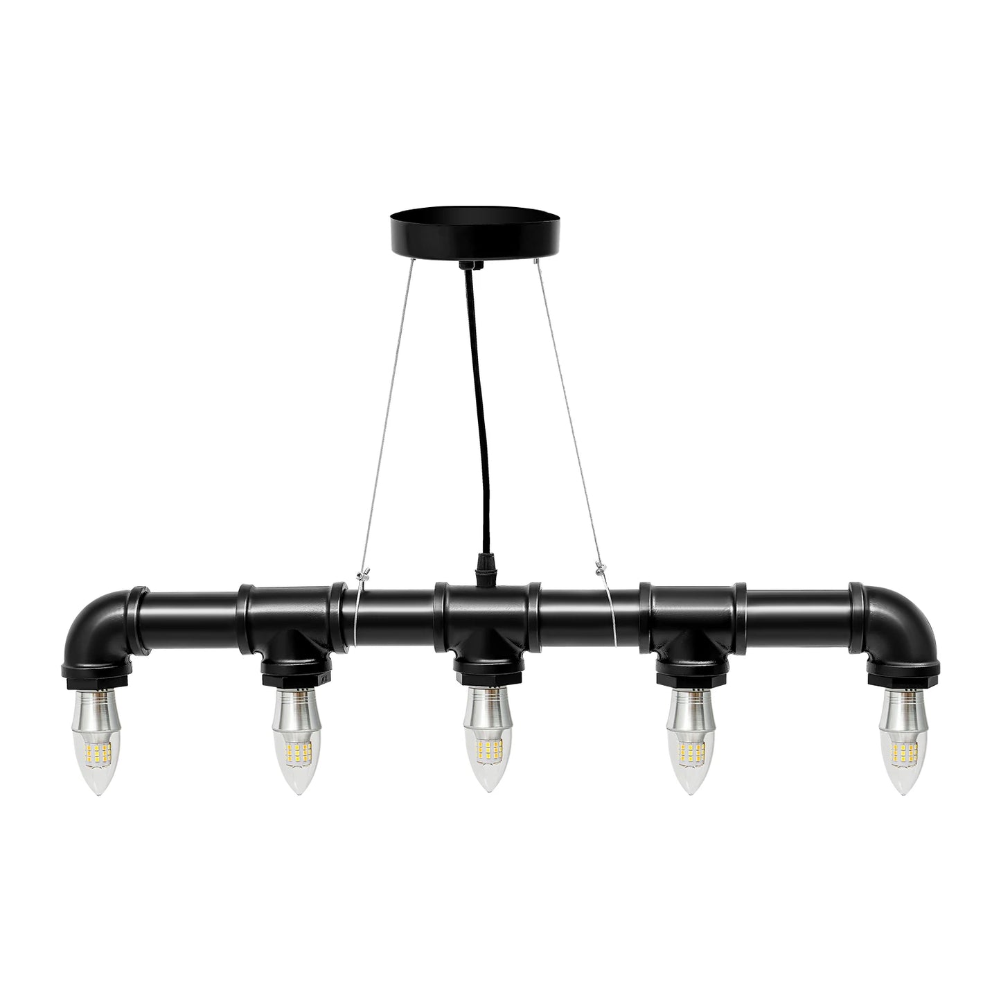 5-Light Water Pipe Pendant Light 65cm 1.2m Wire 10-15㎡ Lighting Area Ceiling Lamp for Living Room Bar Hotel Industrial Style