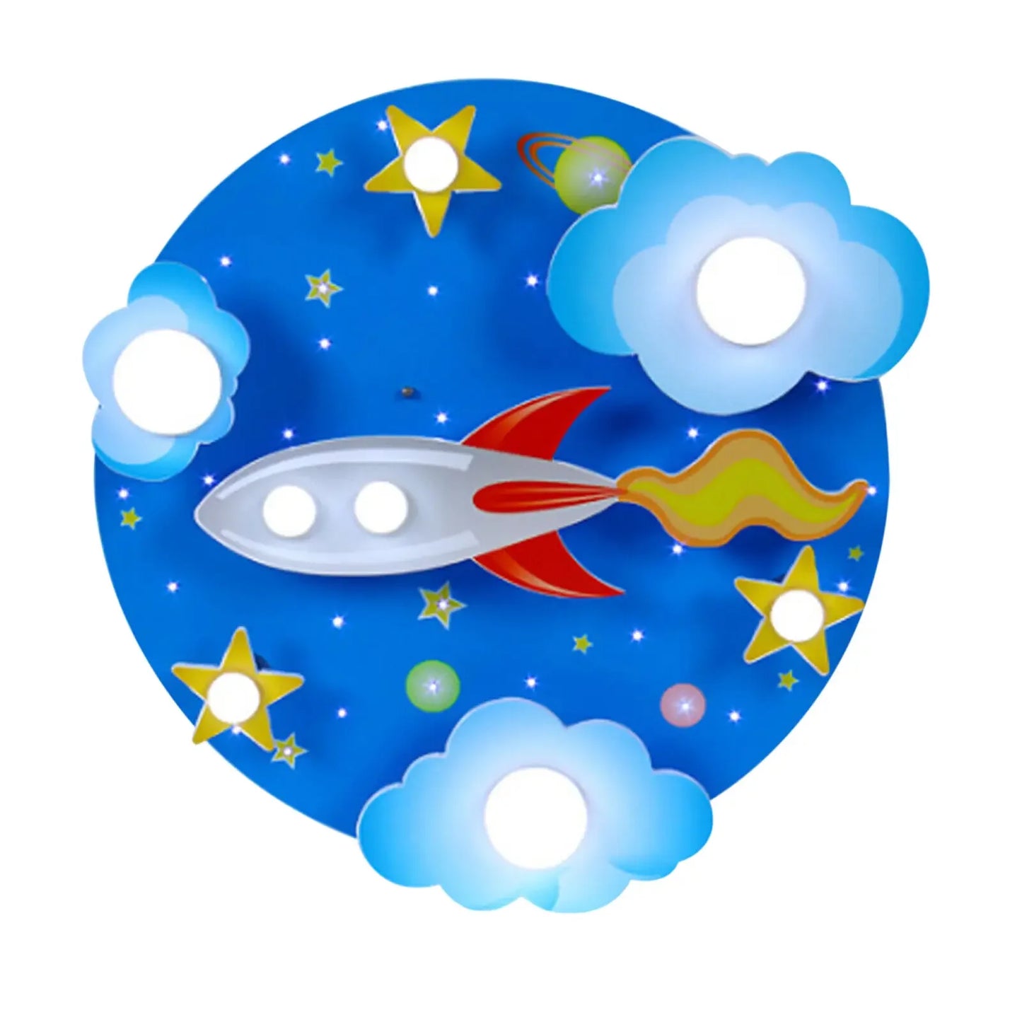 Cartoon Airplane and Globe LED Flush Mount Light - Modern Ceiling Fixture for Kids Room