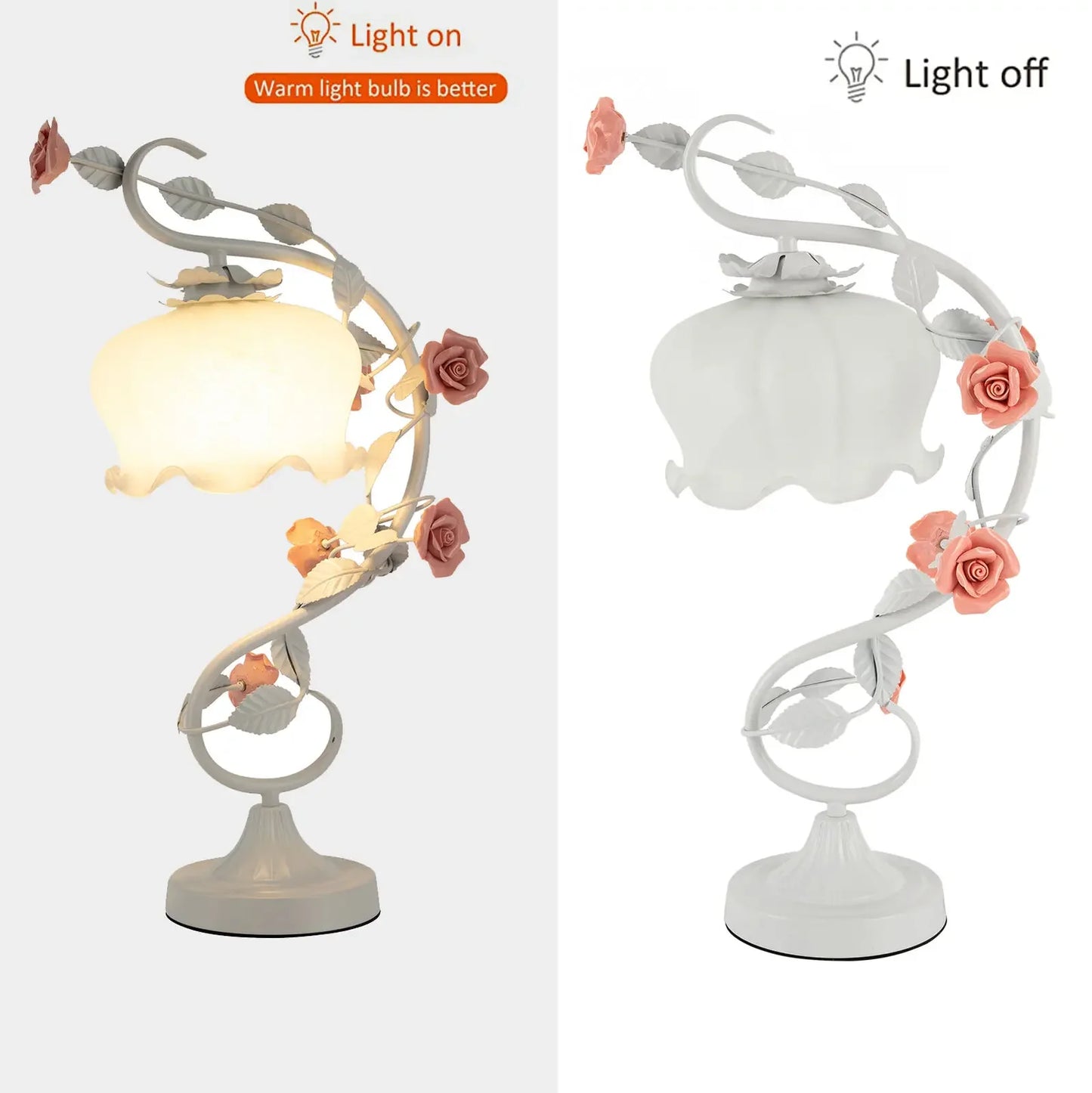 60W Flower Table Lamp E26 Glass Lampshade Lily Shaped Green Bedside Desk Light Gorgeous Ornament