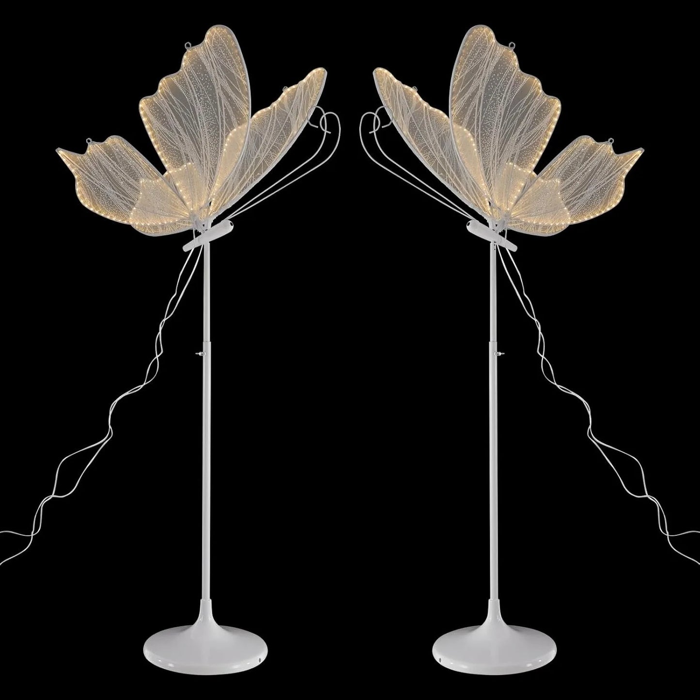 BYMAOCAR 2PCS Wedding Butterfly Floor Lamp LED Butterfly Ceiling Lamp for Wedding Party 57.5-70.1in Adjustable Height