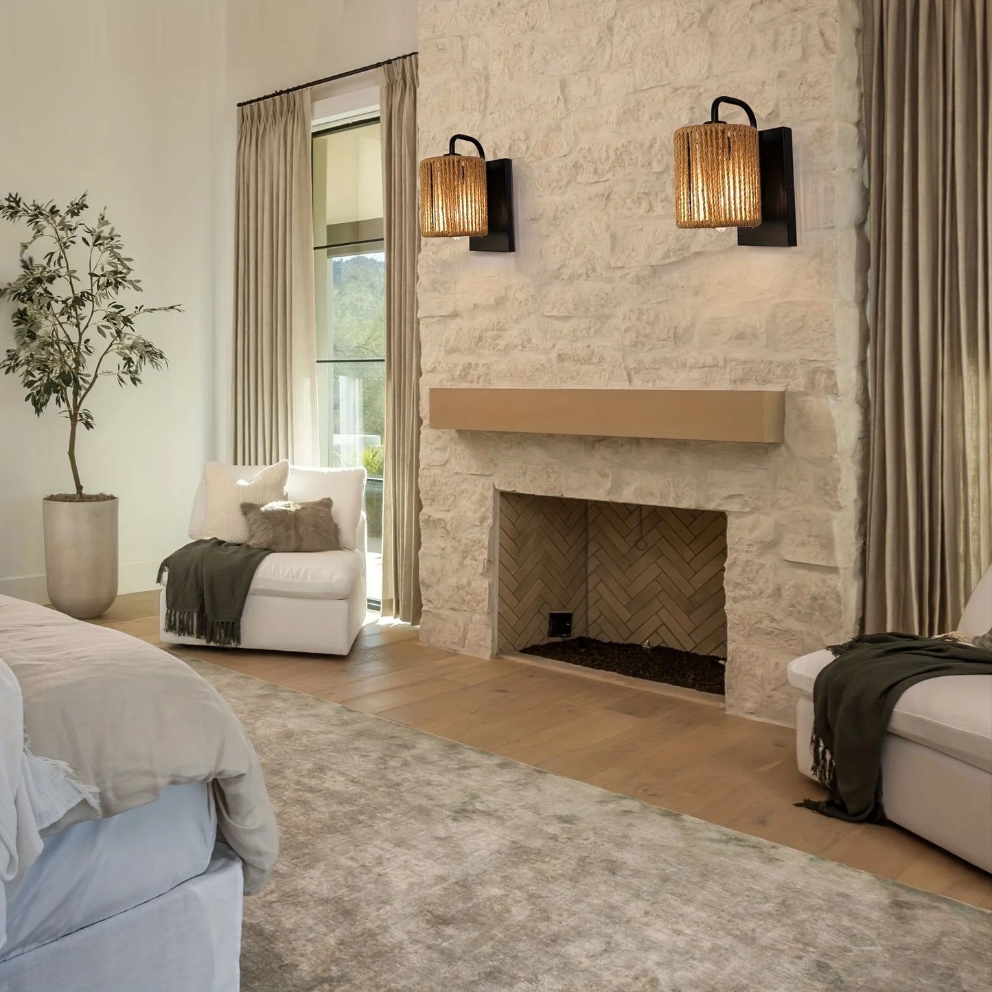 1-light Rattan Wall Sconce Rattan Sconce Boho Wall Sconce Farmhouse Boho Wall Sconces Indoor Coastal Wall Sconce