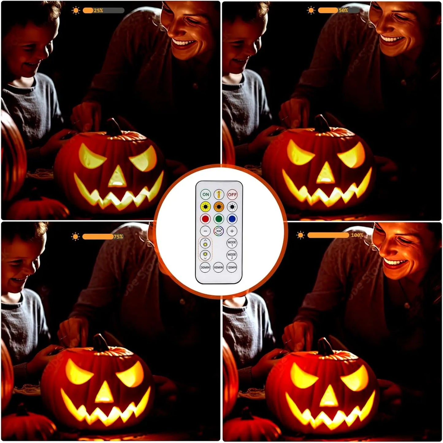 2 Pack LED Pumpkin Lights,Small Orange Flickering Tea Lights, for Halloween, Fall Festival Decorations