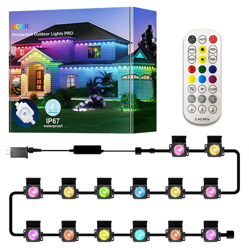 300FT 180LED Permanent Outdoor Eaves LED Lights Waterproof RGB String Lights DIY Scene Christmas Birthday Holiday Party Lighting