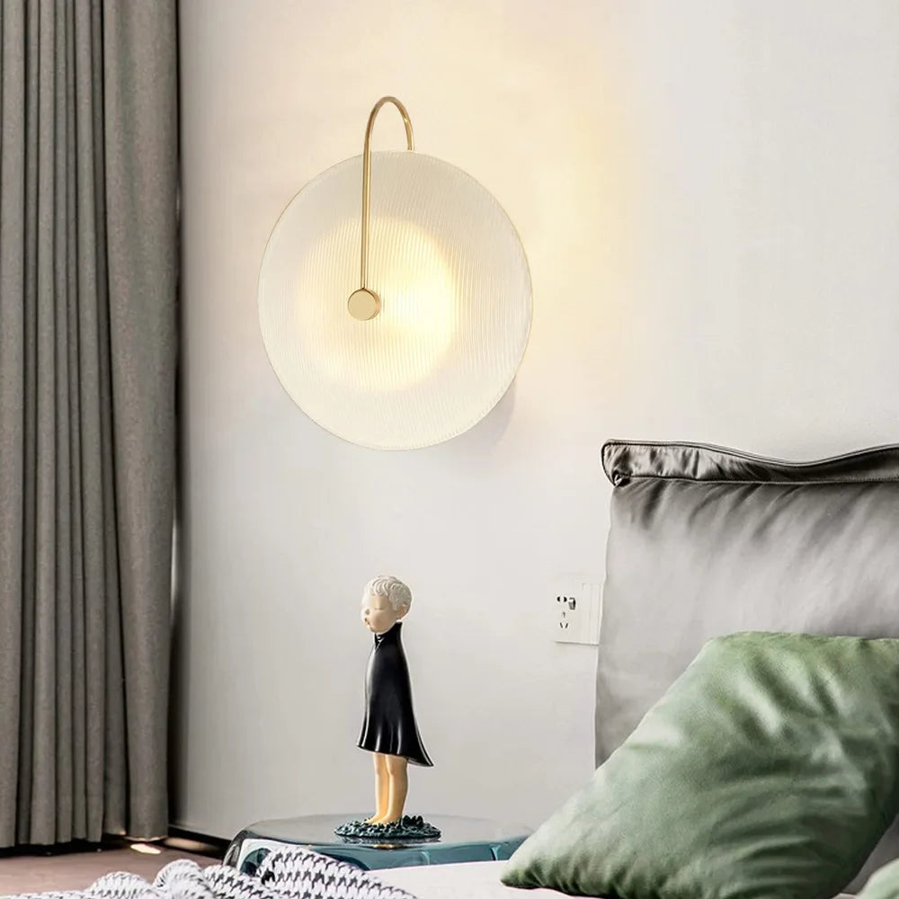 Bymaocar Vintage Wall Light Sconce with Round Frosted White Glass Shade Indoor Lighting Switch Control for Living Room Bedroom