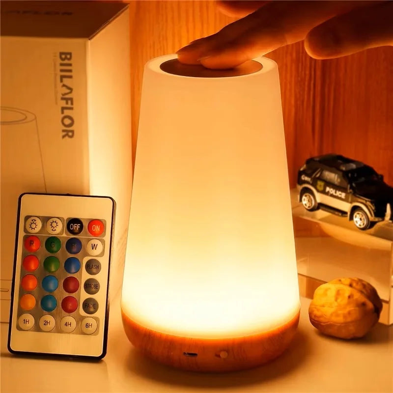 13 Color Changing Night Light RGB Remote Control Touch Dimmable Lamp Portable Table Bedside Lamps USB Rechargeable Night Lamp