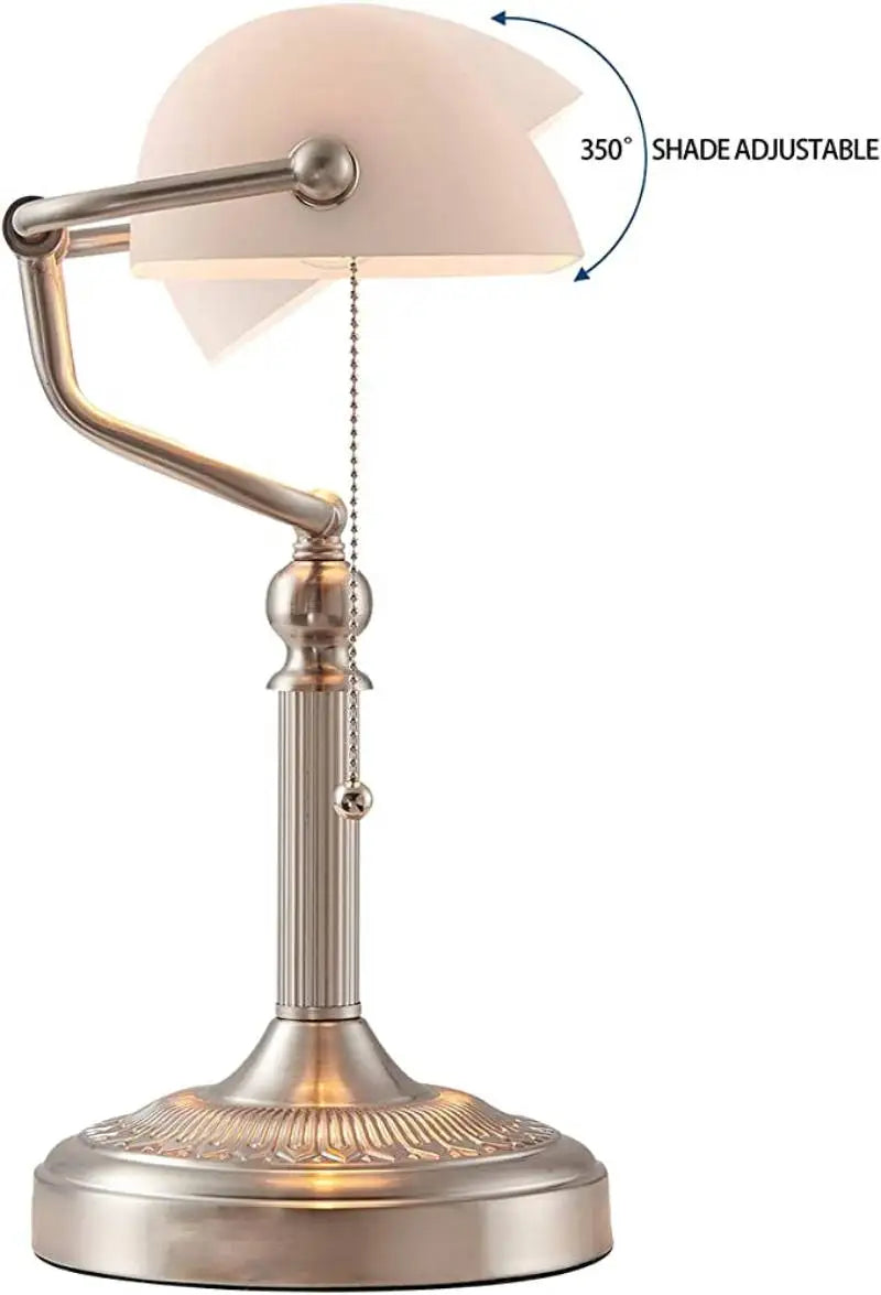 Classical desk lamp Green/White Color Glass Bankers Desk Lamp with Zipper Switch Living room Bedroom Bedside Sofa Table lamp