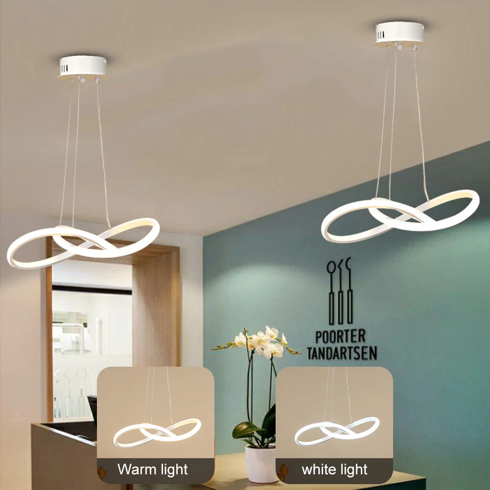 Bedroom Chandelier Circle Rings LED Pendant Lamp Acrylic Aluminum Home Decoration Light Fixture for Restaurant Bar Cafe Lighting